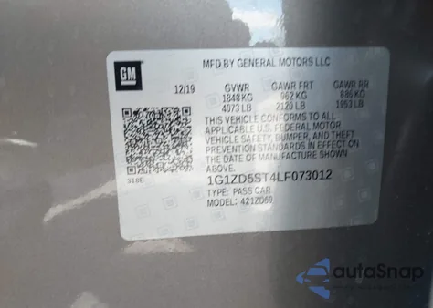 2020 Chevrolet Malibu Fwd Lt из США, поврежденный, VIN 1G1ZD5ST4LF073012